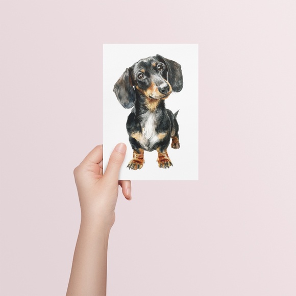 Watercolor Dachshund Dog Portrait Art Print – Unframed Fine Art Poster - Picture 5 of 5